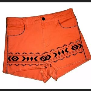 Ci Sono Embroidered High Waist Shorts 28" Waist